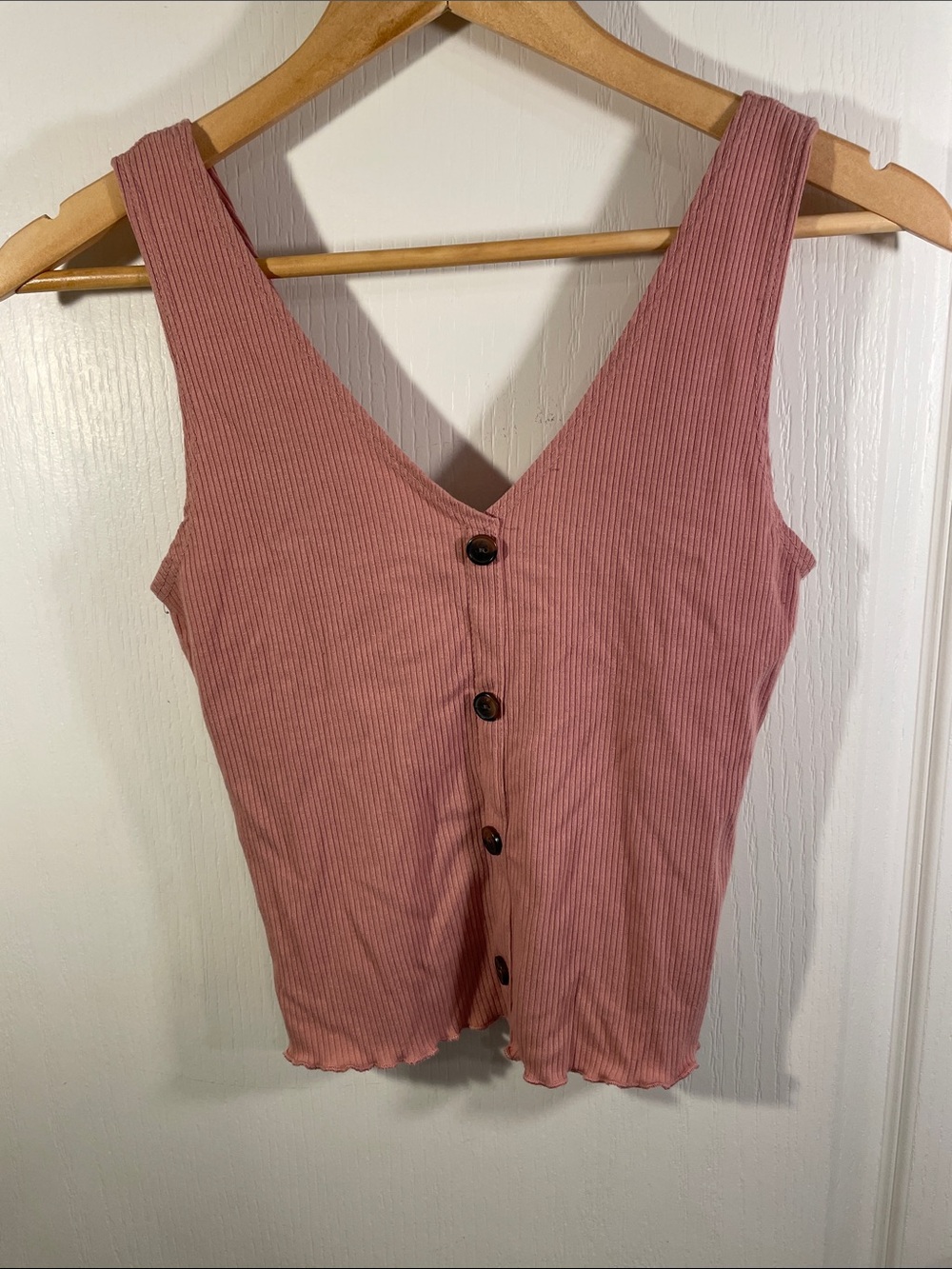 Caution To The Wind Ribbed Button-Front Tank Top - Mauve